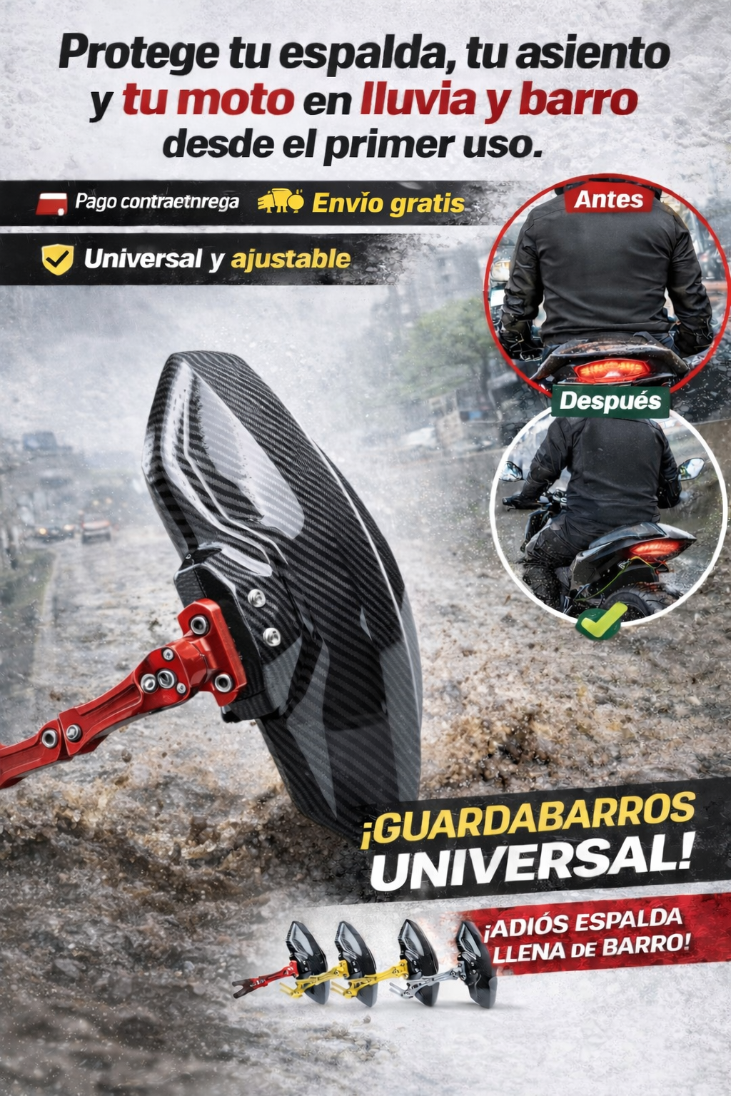 🏍️GUARDABARROS MONO BRAZO UNIVERSAL🏍️