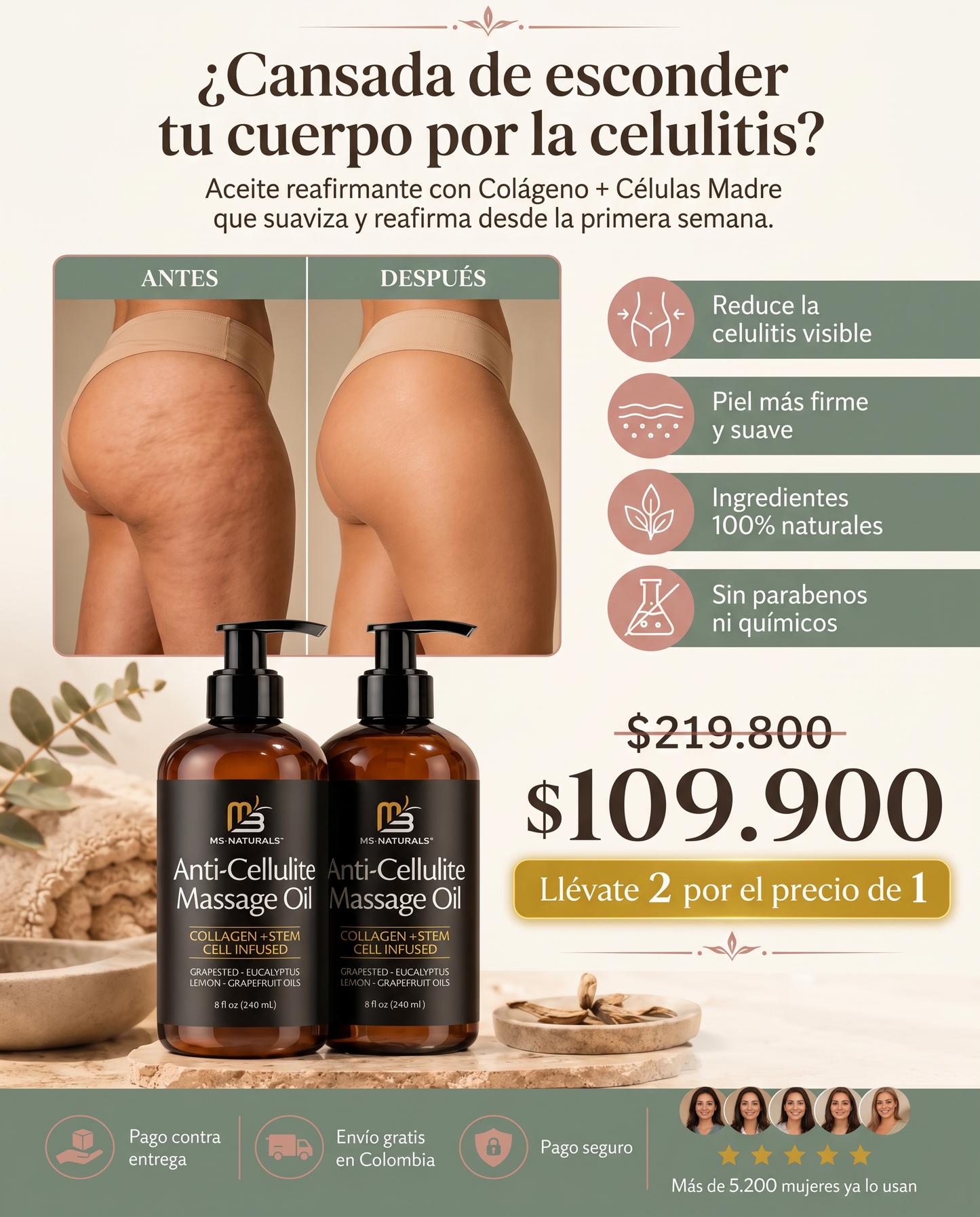 M3naturals Celulitis Oil Massage 400ml