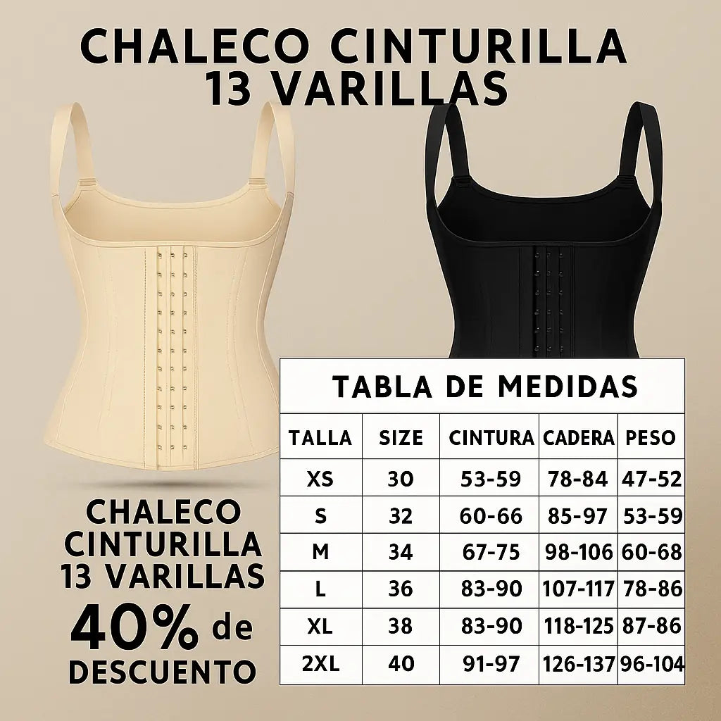 💪✨ Chaleco Cinturilla 13 Varillas – Control y Estilo en una sola prenda ✨💪